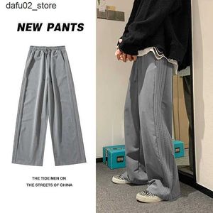 Men's Pants Harajuku Wide Pants Men Japanese Streetwear Sweatpants Oversize Casual Pants Baggy Loose Straight Trousers Techwear Q240417