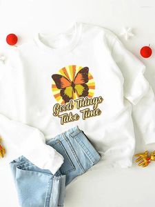 Women's Hoodies Cartoon Butterfly 90s Women Fashion Print Sweatshirts Clothes Ladies Clothing Fleece Long Sleeve Graphic Pullovers