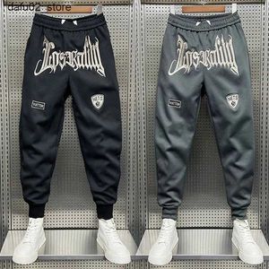 Men's Pants Hip hop harem pants mens embroidered Harajuku bag jogger sports pants luxury brand cotton Trousers popular designer street clothing Q240417