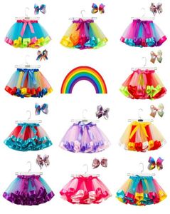 Barn regnbåge tutu kjol 11 ruffle fluffy pettiskirts flickor mesh kjolar baby ballerina casual candy color kjolar barn desinger clo2150646