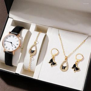 Wristwatches 5PCS Set Luxury Women Watches Rhinestone Fashion Elegant Wristwatch Quartz Watch Ladies Clock For Girl Gift Montre Femme