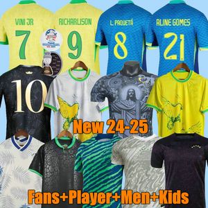 2024 endrick Casemiro Brazils piłkarski koszulki 24 25 Camiseta Richarlison Paqueta Vini Jr Rodrygo Raphinha Brasil Maillots Football Shirt Men Kobiet Kids Mundur
