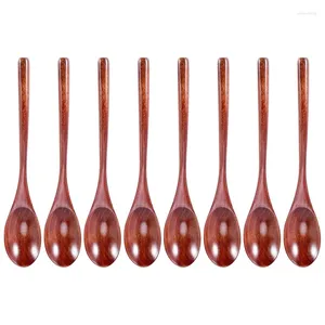 Coffee Scoops Wooden Spoon 8 Pcs Wood Soup Spoons For Eating Mixing Stirring Cooking Long Handle Japanese Style Kitchen Utensi