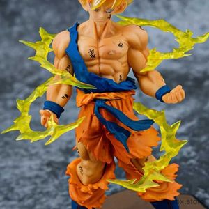 Action Toy Figures 17 cm Anime Super Saiyan One Son Goku Figura Kakarotto Danno da battaglia con ornamenti desktop decorazione classica