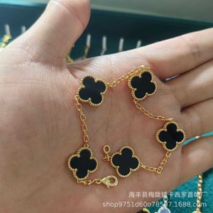 デザイナージュエリーラグジュアリーブレスレットリンクチェーンVanca v Gold Clover Five Flower Bracelet Womens Thick Plating Rose Gold Natural Red Jade Marrow Live Special