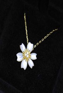 Top Famous Brands Pure 925 Sterling Silver Shell Flower Necklace For Women 18K Gold Color Fine Jewelry Europe Design Gift 20227449758