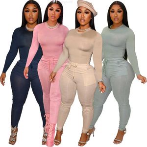 2022 BODY Spring Body Sportswear Women Tracksuits Suits Ladies Joggers 2 PC Sude Leggings Set da jogging Abito da jogging Set di pantaloni a due pezzi semplici set