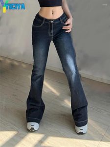 Women's Jeans YICIYA Y2k Style Women Pants Vintage Baggy Straight Trumpet Denim Trousers High Waist Horn Streetwear