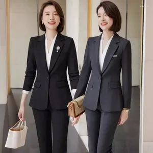 Women's Two Piece Pants Business Wear Fashion Tailored Suit Slim Fit Temperament Coat Set Early Autumn College Student Interview Work Cloth