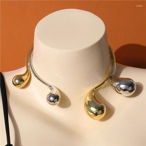 Choker Huanzhi Double Water Drop Shaped Open Necklace For Women Girls Fashion Punk Party Show överdrivna smycken gåvor 2024