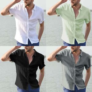 Summer Casual Shirts for Men Short Sleeve Linen Cotton Shirt Masculina Camisa Slim Fit Male Blouse Homme Chemise
