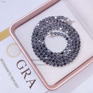 Sterling Silver White Gold Plating GRA 3mm 4mm VVS Black Moissanite Jewelry