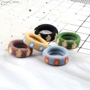 Haargummibänder trendy große Haarbänder Accessoires Hochelastische Cartoon Blume Haarbindungen 1pc bequeme Blüten Scrunchie Frauen Mädchen Stirnband Y240417