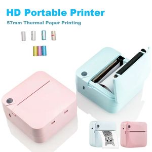 Fun Print Portable Thermal Self-Hehesive Stickers PO Printer HD Mini Bluetooth 57*25mm Supplies 2D Label Maker för telefon 240417