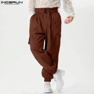 Pantaloni maschili incerun 2024 pantaloni in stile americano Design tascabile a tasca lungo maschio streetwear casual pantalons solido pantalons s-5xl