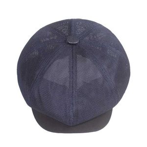 Boinas OMHX 2021 Mesh Chapéu octogonal respirável All-Match Newsboy para homens e mulheres que saem de sola de sol boina Boina Painter Hat para a frente do chapéu D24417