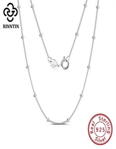 Rinntin 925 Necklace Sterling Silver Chain Side perline da 20 mm sul collo per donne gioielli Elegant Ladies Decor SC22 Chains3369356