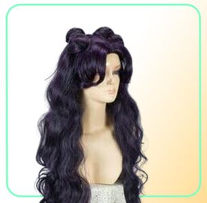 Sailor Moon Luna Artemis Helt ny Long Purple Black Wig Cosplay Party Wig3360617