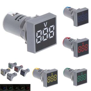 Ny 1st mini Ny 22mm AC 20-500V Voltmeter Square Panel LED-spänningsindikator Lätt bil Digital Ammeter Current Meter