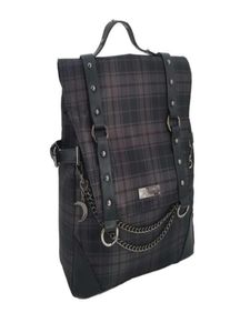 Plaid Gothic Punk Rock Chain Backpack Women Techwear Goth Sac A Dos Mochilas School Bags For Teenage Girls Bagpack 2109295794947