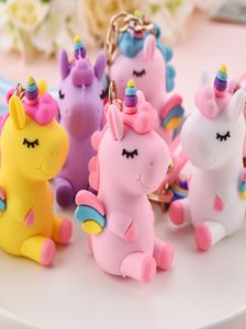 Fashion stereo Rainbow Unicorn Keychain Keyring Plush Toys for Kids Creative Telefon Bag Auto Regant Regant per Friends8620518