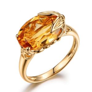 Silver S925 Anel de jóias para mulheres forma oval topázio citrino gemstone anel de pedra geme feminina anel de prata fino judeu6335674