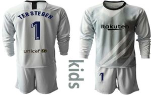 Sıcak 2019 2020 Gençlik Uzun Ter Stegen Kaleci Formaları Çocuk Kiti Futbol Setleri #1 TER Stegen Çocuk Kaleci Jersey Üniforma Setleri5338918