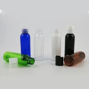 Storage Bottles 50 X 60ml Amber Blue Black White Green Clear Pet Plastic Liquid Cream Container With Disk Cap 60cc 2oz Shampoo