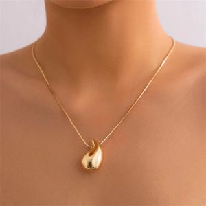 2024 Designers Necklaces for Women Vintage Gold Plated Chunky Dome Drop Fashion Glossy Thick Teardrop Necklace Jewelry Women's Sweet Accessories Gift Wholesale