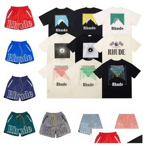 Mens T-Shirts Rhude T-Shirt Summer Designer T Shirt Men Shirts Tops Luxury Letter Print Women Clothing Short Sleeved S-Xl Tshirts Fash Dhvoh