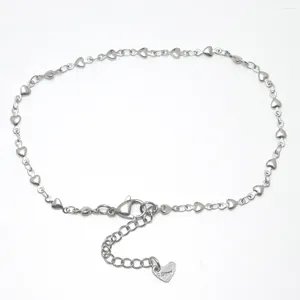 طراز Anklets Fashion Women Anklet Silver Color Heart Chain Stail Stail Stail Barefoot على هدية مجوهرات الساق 1 قطعة