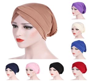 Ny ankomst Fashion Women Polyester Muslim Stretch Turban Hat Chemo Cap Hair Loss Head Scarf Wrap Cap High Quality 6736248