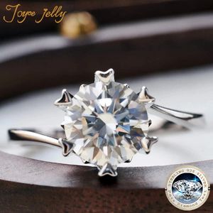 Joycejelly 2ct 8mm Diamond Jewelry Womens 925 Sterling Silver Placed 18k Gold Rings per un romantico fiocco di neve 240417