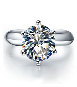 Qyi Silver 925 Rings Женщины обручальные серебристые кольца с моделируемым бриллиантом очень блестящее свадебное подарочное кольцо Камень размер 11523 CT Y11718561