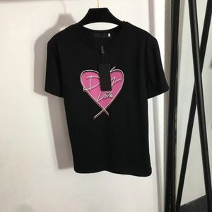 New waist metal large pin short slimming tall short-sleeved T-shirt black white Fashion TShirtsWomenLuxurysCasualLetter ShirtFashion T ShirtsMonogramdesig