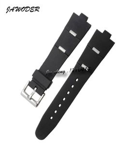 Jawoder Watchband 22 24 мм x 8 мм мужчины женщины смотрят полосы черного дайвинга Силиконовый резиновый резиновый ремешок из нержавеющей стали для D4769282