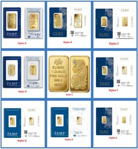 Outras artes e artesanato 24K Gold Bated 25G5G10G1oz Suisse Gold Bar Bullion Coin Packled com número de série independente C9912163