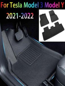 Fullt omgiven specialfotkudde för 20202022 Tesla Model 3y Waterproof Nonslip Floor Mat Car Modified Accessories Mat H2204157875880