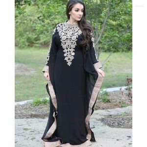 Etniska kläder svart marockanska dubai kaftans farasha abaya klänning mycket snygg lång klänning