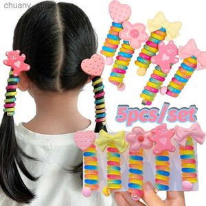 Elastico per capelli 5 pezzi di bambini carini per bambini cinghiali per farli per capelli ragazze elastiche fasce per capelli a spirale in gomma Accessori per capelli a coda di cavallo Y240417