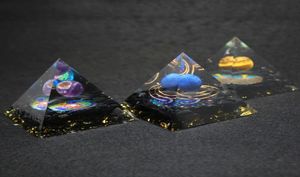 Anhänger Halsketten Orgonit Pyramide 60mm natürliche Heilungskristallkugel mit Obsidian Quarzharz Orgone Energy Reiki Meditation J4814666