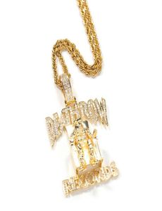 Fashion Hip Hop Rapper Style CZ DEATHROW Pendant Stainless Steel Chain Necklace5905445