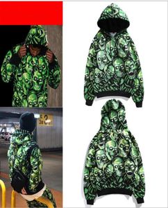 Men 039 S Hoodies Green Skull Pile Nightlight Hoodies Men Women Long Sleeve Hooded Sweater Hip Hop Sweatshirts Str5364907