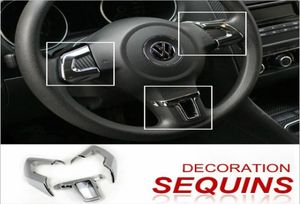 VW GOLF6 MK6 POLO JETTA MK5 MK6 BORA Steering Wheel sticker ABS Chrome trim accessories for VW GOLF MK6 Free Shipping5119272