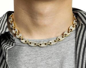 Mens Chain Hiphop Iced Out Coffee Beans Chains Halsband Rhinestone Fashion Cuban Chain Halsband Hip Hop Jewelry Gifts3386499