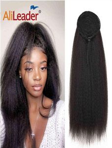 Alileader Long Afro Puff Ponytail Włosy Kinky Naturalne włosy Syntetyczne perwersyjne proste kucyki ze sznurkiem z klipsem elastyczne H092903692