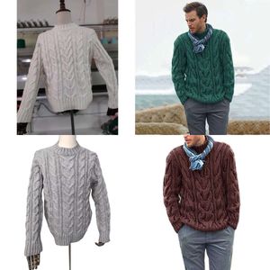 Men's Sweaters Winter Mens Clothing Brown Pullover Sweater Casual Soft Comfortable Thick Warmer Coat Hand-knitted Cool