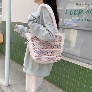 Evening Bags Rainbow Cloth Handbag Large Capacity Shoulder Messenger Bag Student Shopping Female Casual Tote For Woman