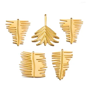 Dangle Earrings 4Pcs Bulk Stainless Steel Long Strip Leaf Earring Charms Tropical Palm Leaves Pendant For DIY Necklace Jewelry Making
