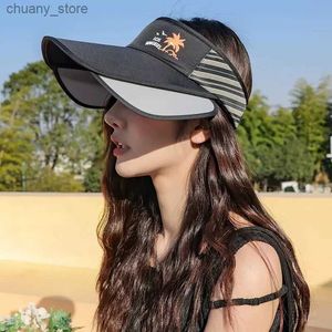 Visor Internet Celebrity No Top Tie Ponytail Casual Sun-Sun-Peaked Cap Crowless Sun Hat Children Outdoor Cykling Face-Covering Sun Y240417